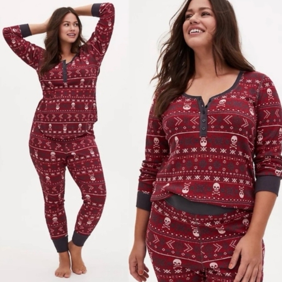 torrid Other - Torrid Skull Fair Isle PJ Waffle Top
